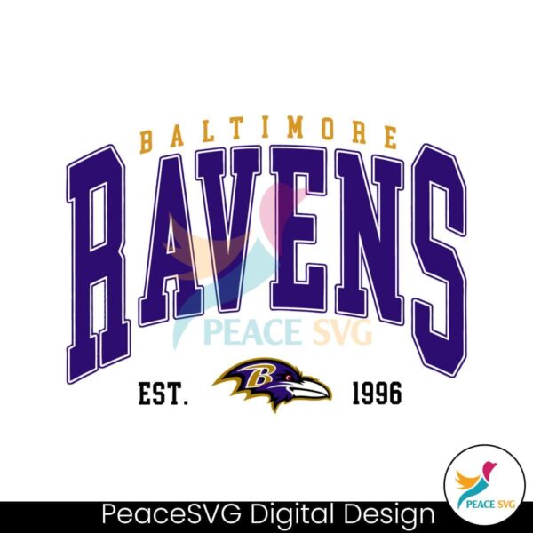 Vintage Baltimore Ravens Logo Est 1996 Svg Vector File