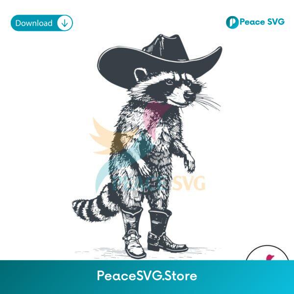 Vintage Cowboy Racoon Funny Western Trash Panda Svg Printable Design