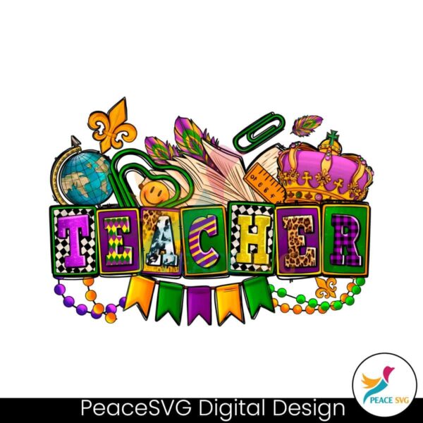 Vintage Mardi Gras Teacher Carnaval Png Digital Download