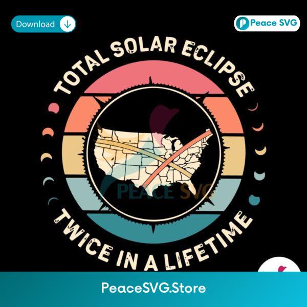 Vintage Total Solar Eclipse Usa Map Svg Digital Download
