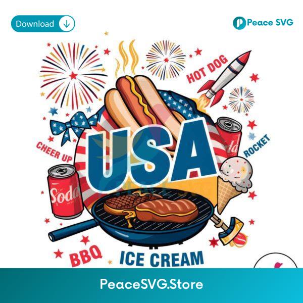 Vintage Usa Happy 4th Of July Doodles Png For Sublimation