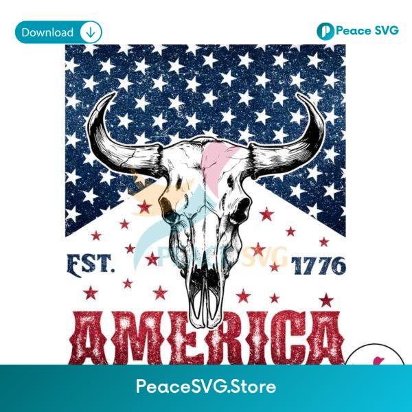 Western Cow Skull America Est 1776 Png Digital Download