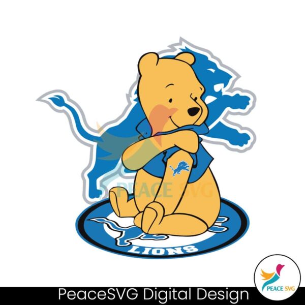 Winnie The Pooh Detroit Lions Svg Layered File