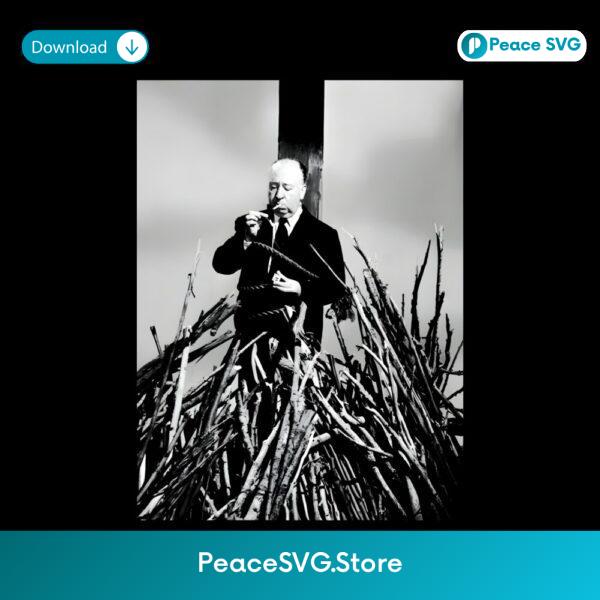 Alfred Hitchcock Field Cross Scene Vintage Monochrome PNG