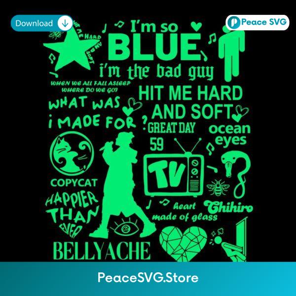 Billie Eilish Album Tracklist Song Lyrics Tour SVG