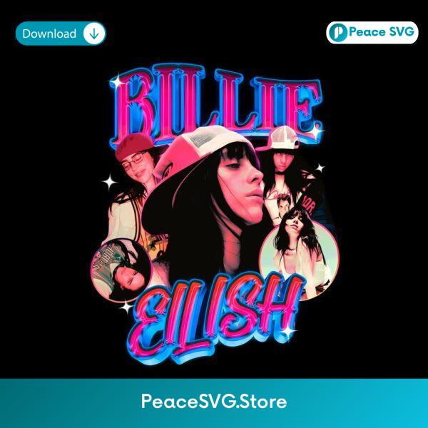 Billie Pop Star Retro Collage Neon Hat Portrait PNG