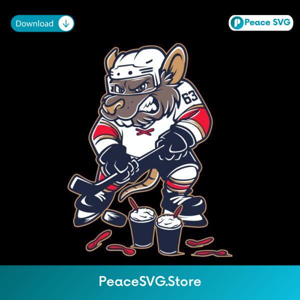 Brad Marchand Cartoon Rat Hockey Number 63 Funny Character Design SVG