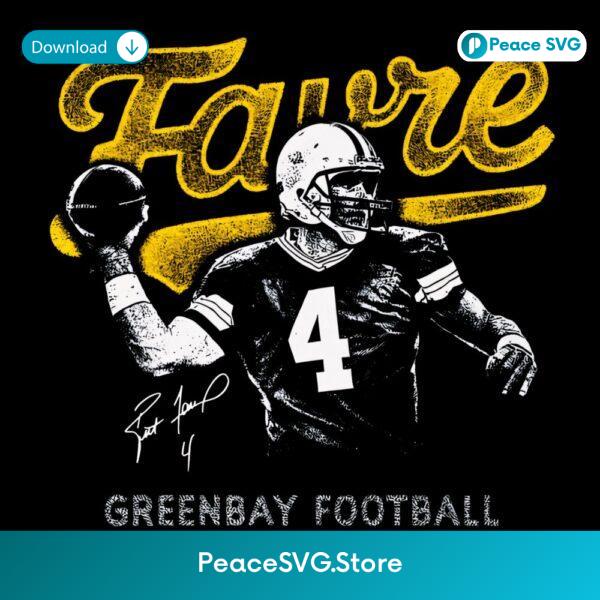 Brett Favre Green Bay Football Quarterback Number Four Vintage Stamp Style PNG