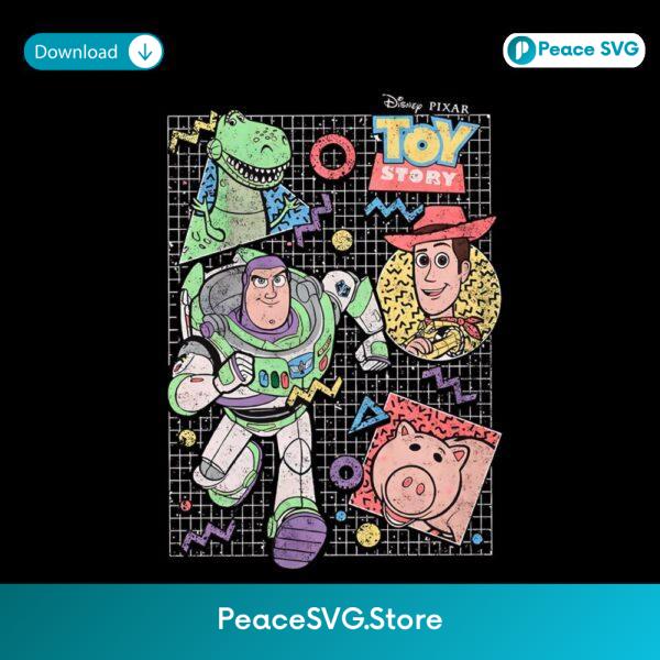 Buzz Woody Rex Hamm Retro Toy Story 90S Grid Cartoon Design PNG
