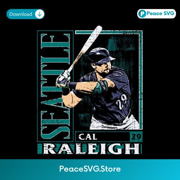 Cal Raleigh Seattle Baseball Card Style Graphic PNG