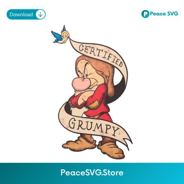 Certified Grumpy Dwarf Vintage Cartoon PNG
