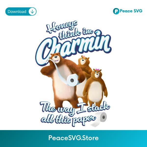 Charmin Bear Stack Paper Parody Funny Toilet Roll Shirt PNG