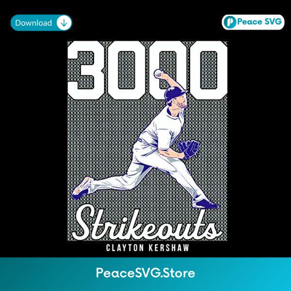 Clayton Kershaw 3000 Strikeouts Baseball Milestone Player Pitching PNG