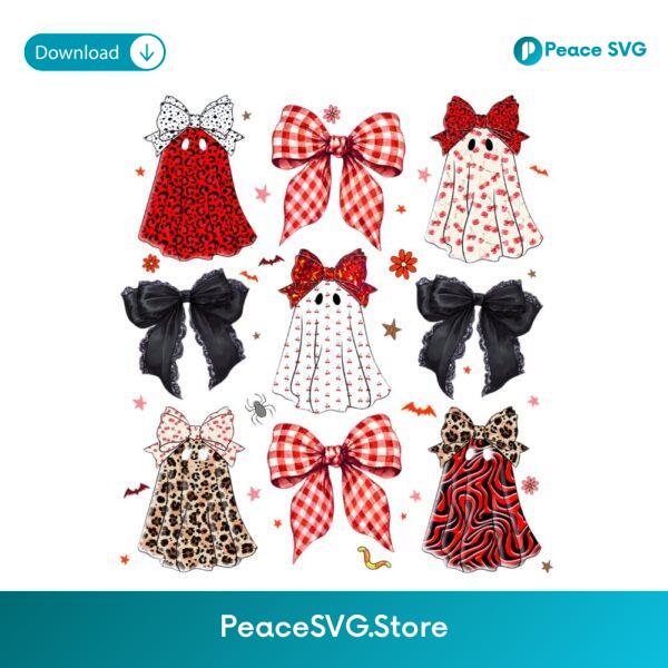 Coquette Ghost Bow Leopard Halloween Cute Spooky Season PNG