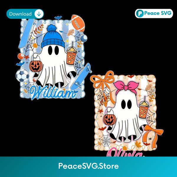 Cute Halloween Ghost With Pumpkin Fall Drink Beanie Bow And Sports Toys PNG