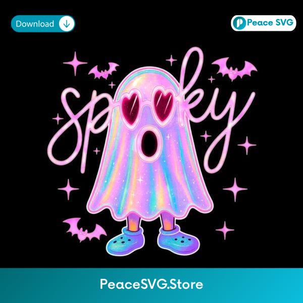 Cute Spooky Ghost Neon Iridescent Halloween Boo PNG