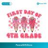 First Day Of Fourth Grade Cute Pencil Pink Bow Back To School PNG