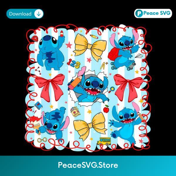 Funny Disney Stitch Coquette Bow Back To School PNG