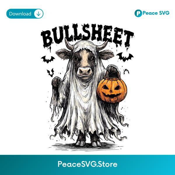Funny Highland Cow Ghost Trick Or Treat Retro Halloween PNG