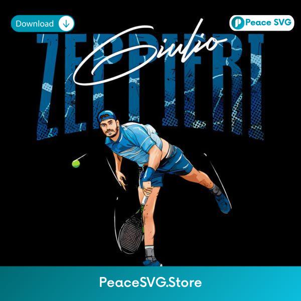 Giulio Zeppieri Tennis Player Graphic Serve Pose Grunge Style PNG