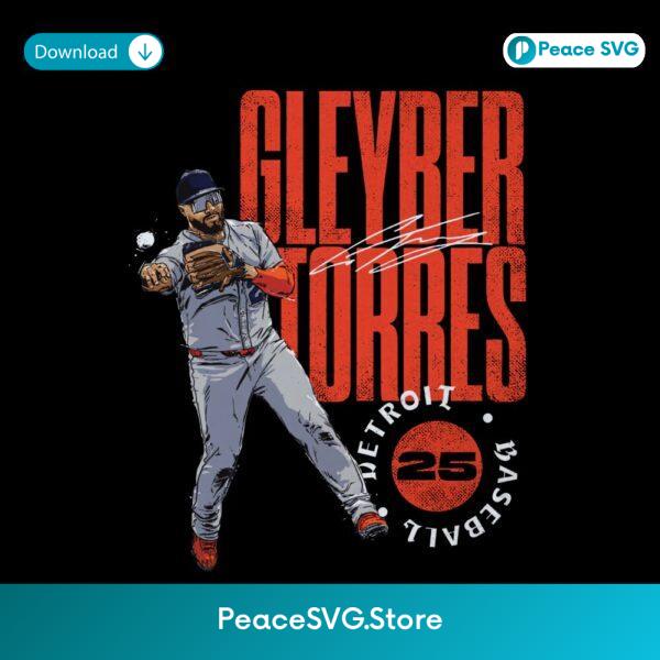 Gleyber Torres Detroit Baseball Stamp Style Graphic PNG