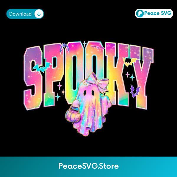 Holographic Neon Ghost Bow Spooky Halloween PNG