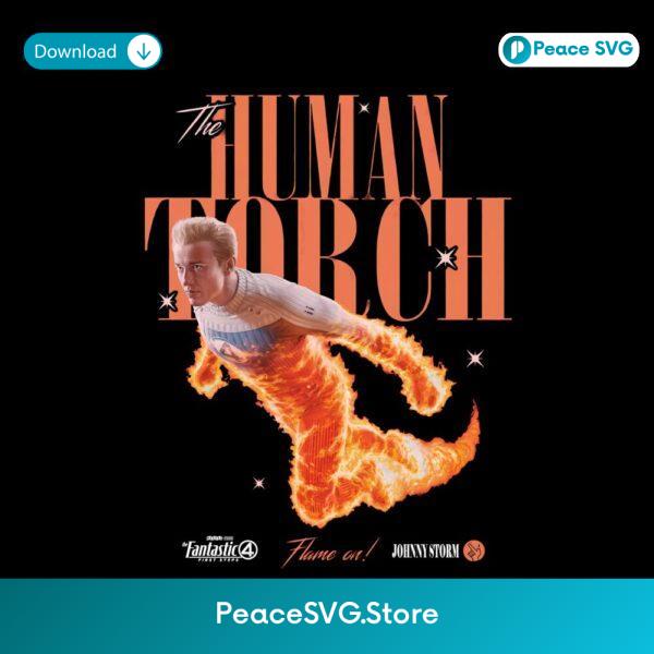 Human Torch Johnny Storm Flame On Marvel Fantastic Four PNG