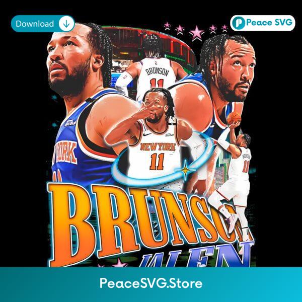 Jalen Brunson New York Knicks Vintage Basketball Art PNG