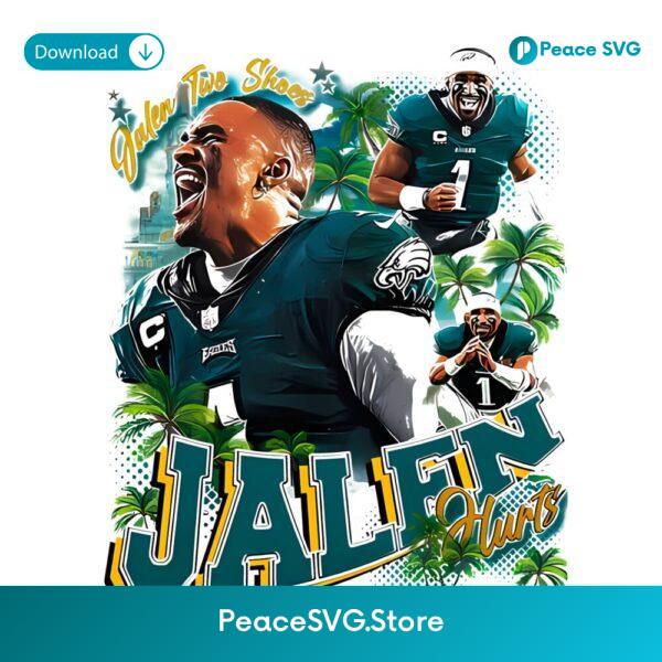 Jalen Hurts Philadelphia Eagles Football Palm Trees Vintage Style PNG
