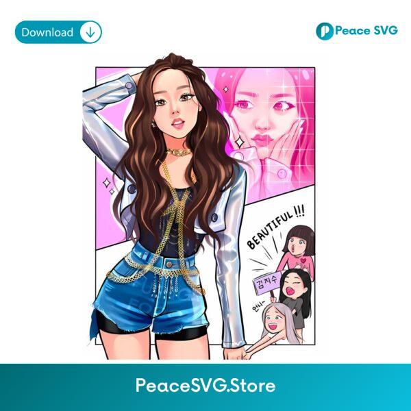 Jisoo Blackpink Cartoon Fanart Beautiful Pose PNG