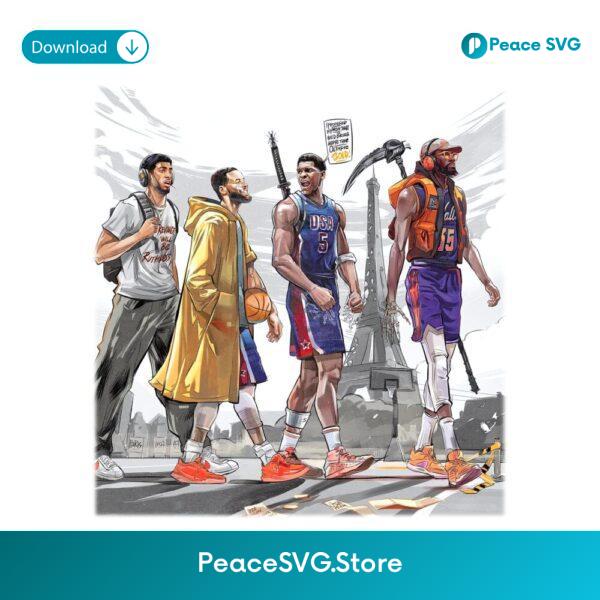 Job Finished Team Usa Basketball Olympic Gold Squad Paris 2024 Fan Art Warriors Style PNG