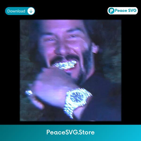 Keanu Reeves Grunge Style Smiling With Grillz Watch PNG