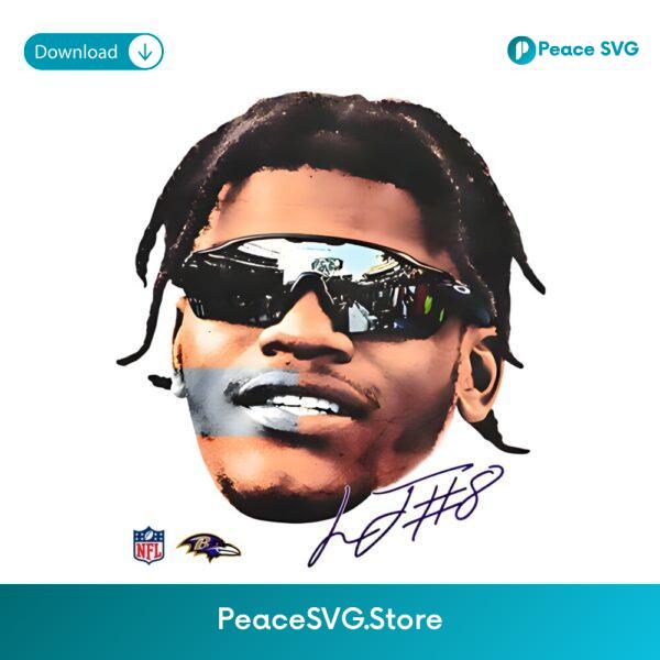 Lamar Jackson Baltimore Ravens Sunglasses Portrait PNG