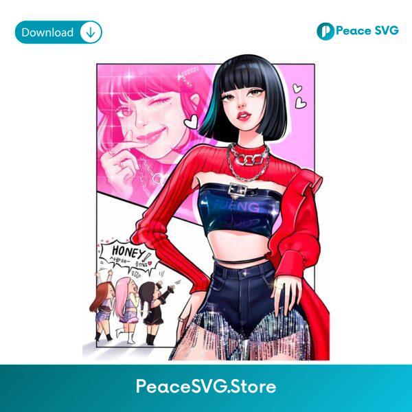Lisa Blackpink Cartoon Fanart Honey Stage Pose PNG