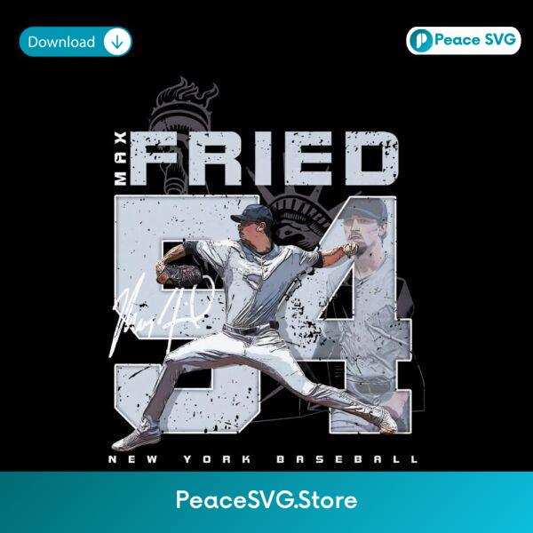 Max Fried New York Baseball Number 54 Steel Texture Design PNG