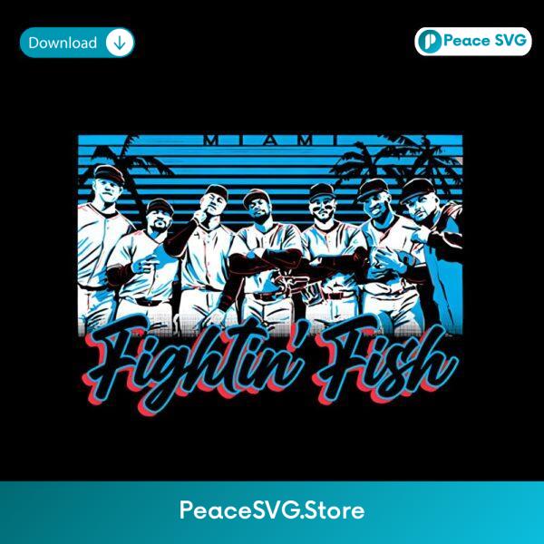 Miami Fightin Fish Retro Baseball Team Graphic PNG