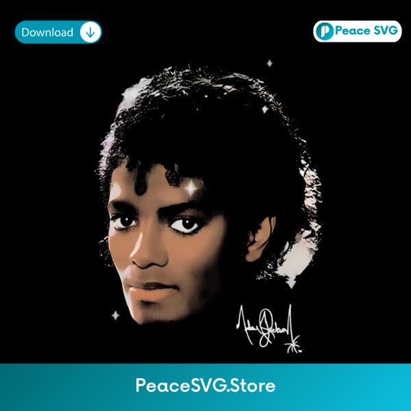 Michael Jackson Curly Hair Glow Portrait Signature PNG