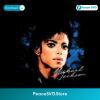Michael Jackson Portrait Blue Brushstroke Signature PNG