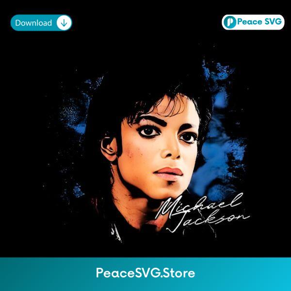 Michael Jackson Portrait Blue Brushstroke Signature PNG