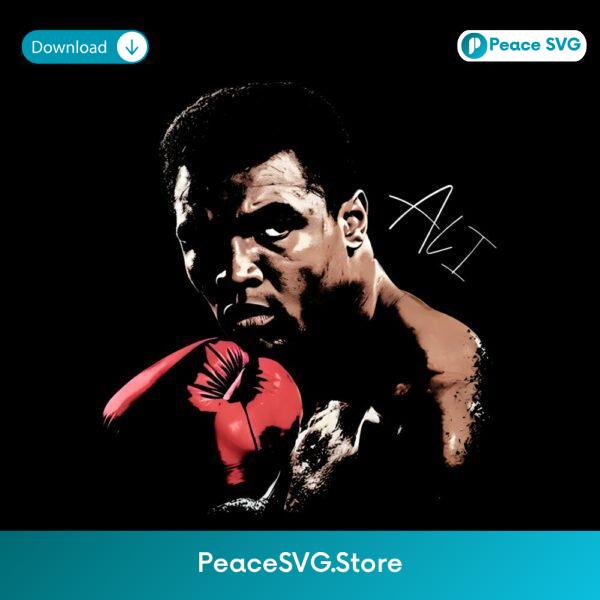 Muhammad Ali Boxing Portrait Red Glove Signature Style PNG