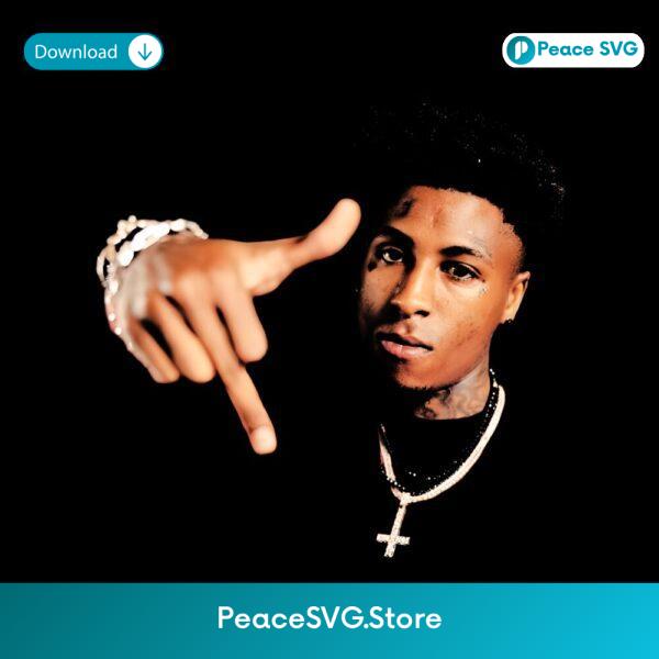 Nba Youngboy Cross Necklace Black Portrait Rap PNG