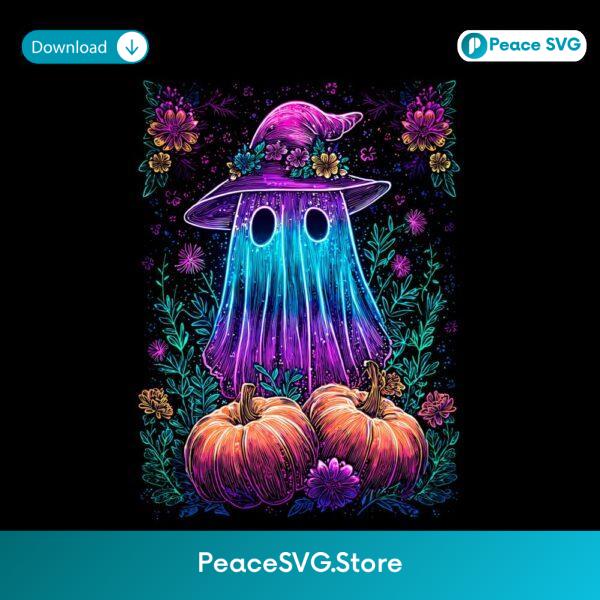 Neon Witchy Ghost Floral Pumpkin Spooky Halloween PNG