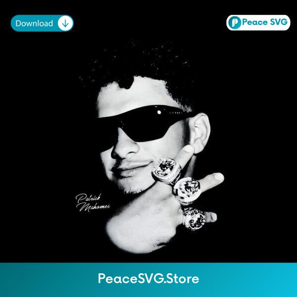 Patrick Mahomes Rings Pose Sunglasses Black And White Portrait PNG