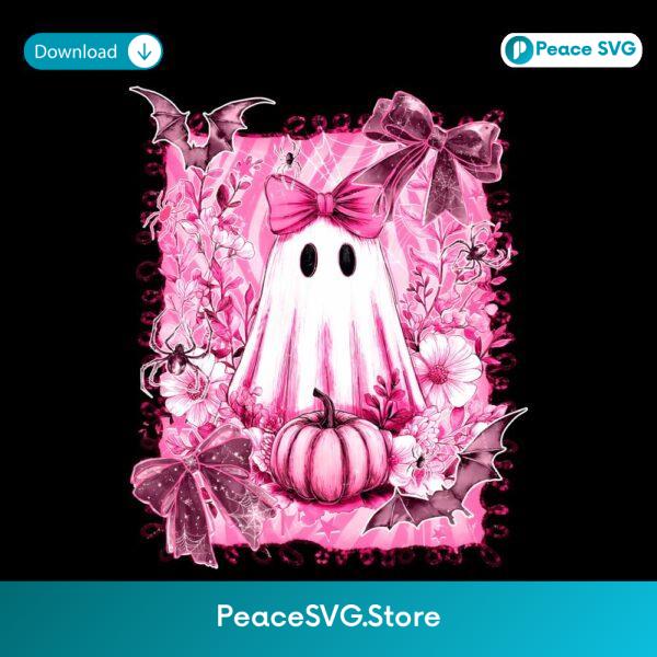 Pink Floral Ghost Pumpkin Coquette Halloween PNG