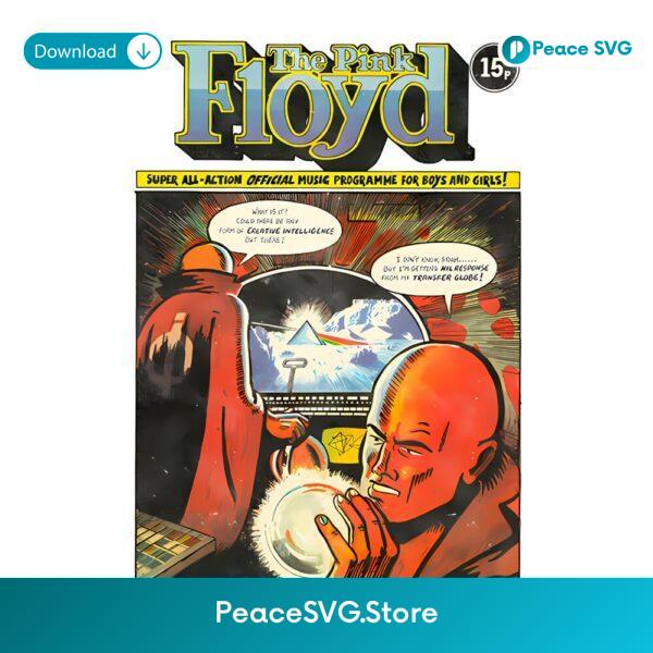 Pink Floyd Comic Book Style Retro Music Programme PNG