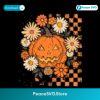 Retro Grunge Pumpkin Floral Checkered Fall Halloween PNG