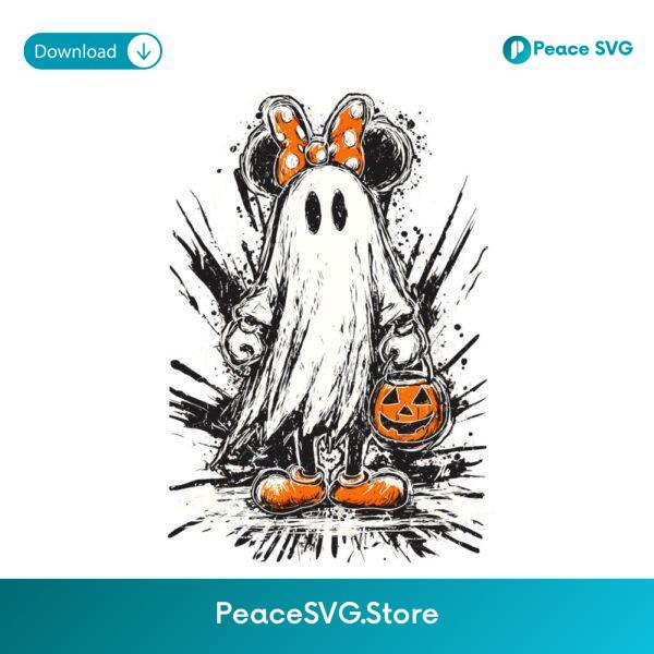 Retro Halloween Ghost Mouse Couple Spooky Matching PNG