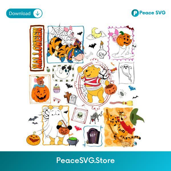 Retro Halloween Honey Bear Friends Fall Cartoon PNG
