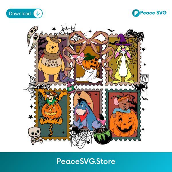 Retro Halloween Winnie The Pooh And Friends Spooky Cartoon PNG
