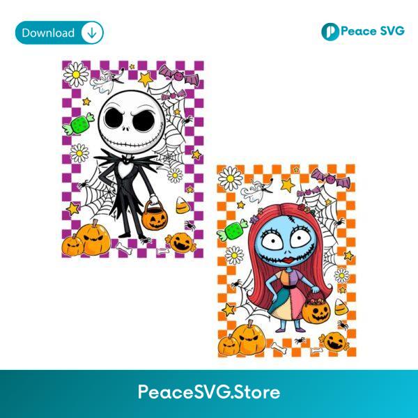 Retro Nightmare Couple Halloween Movie Character PNG